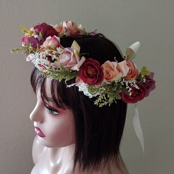 Hand Crafted Accessories - Lovely Boho flower crown, headband, so pretty for wedding, festival, garden